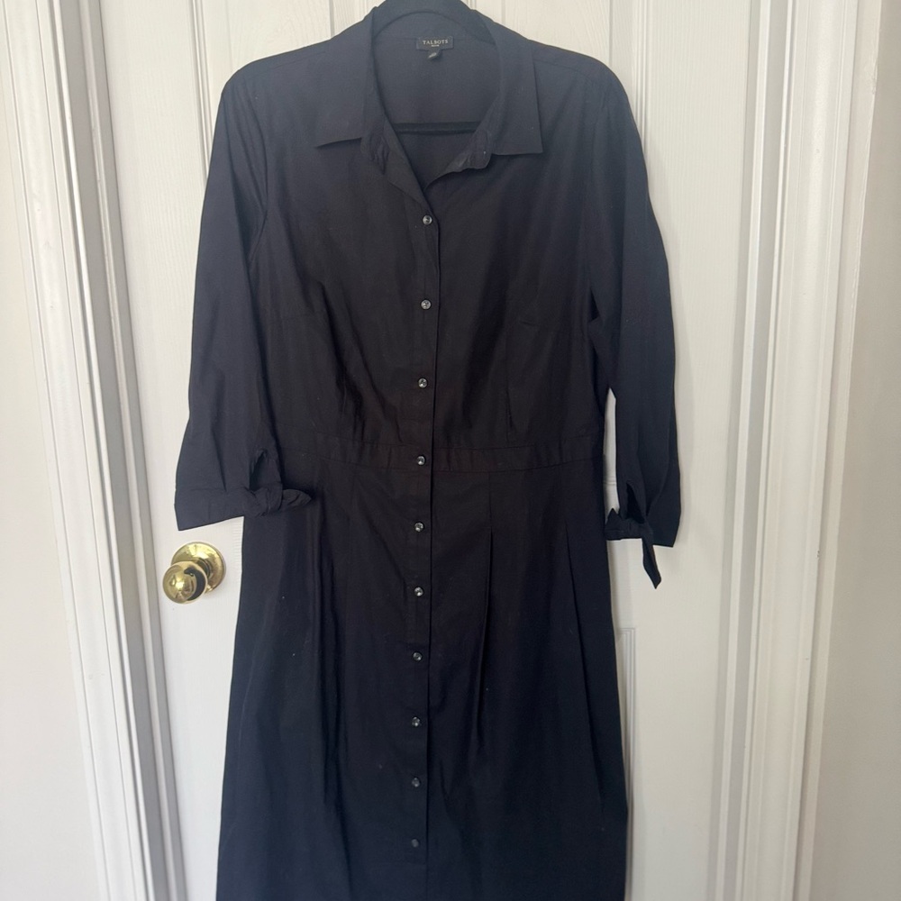 Talbots Black Button-Up Dress
